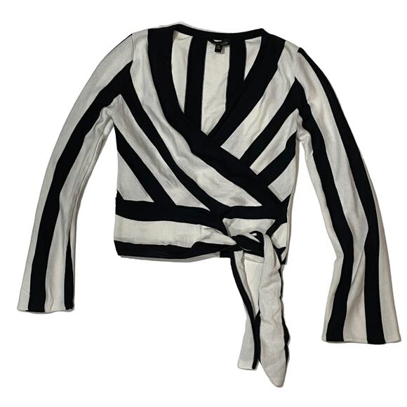 Topshop Striped Side Tie Knit Top - Navy/White - US 2 - Picture 7 of 14